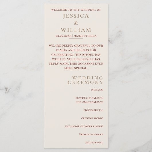 Boho Wedding Ceremony Programmakaart (Voorkant)