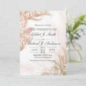 Boho Wedding Coral Roos Pampas Grass Waterverf Kaart (Staand voorkant)