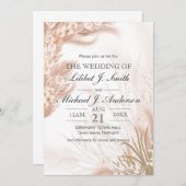 Boho Wedding Coral Roos Pampas Grass Waterverf Kaart (Voorkant / Achterkant)