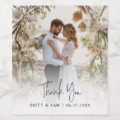 Boho Wedding Dank je handgeschreven script foto Wijn Etiket (Enkel label)