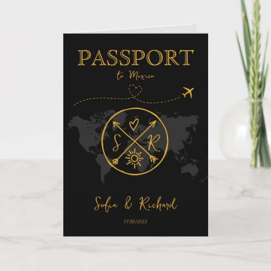 Boho Wedding Destination Passport Map QR Code (Voorkant)