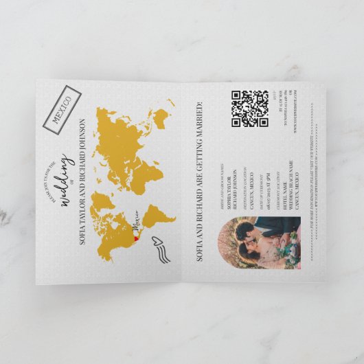 Boho Wedding Destination Passport Map QR Code (Binnen)