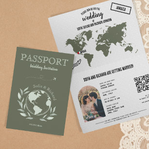 Boho Wedding Destination Passport Map QR Code