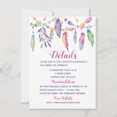 Boho Wedding Details Feathers Paars Indi Kaart (Voorkant)