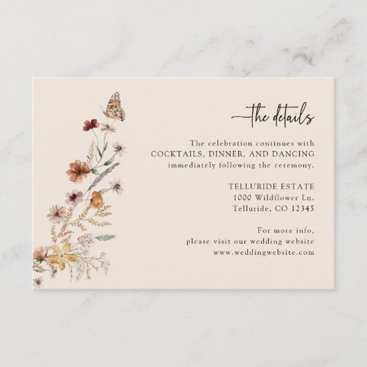 Boho Wedding Details Informatiekaartje (Voorkant)