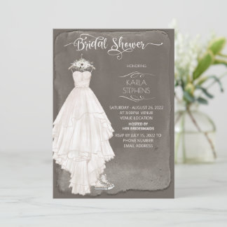 Boho Wedding Dress Casual Waterverf Design Shower Save The Date