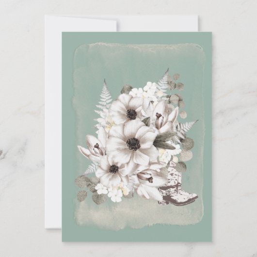 Boho Wedding Dress Casual Waterverf Design Shower Save The Date (Achterkant)