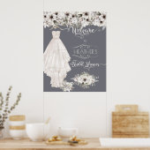 Boho Wedding Dress Casual Waterverf Vrijgezellenfe Poster (Keuken)