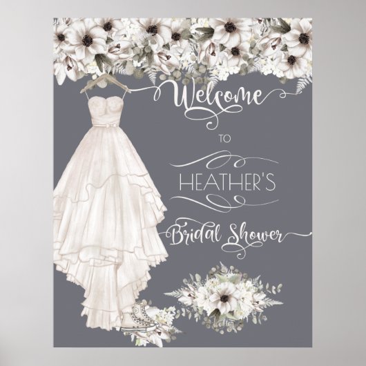Boho Wedding Dress Casual Waterverf Vrijgezellenfe Poster (Voorkant)