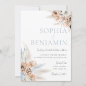 Boho Wedding: Dusty Blue en Ivory Bohemian Floral Kaart (Voorkant)