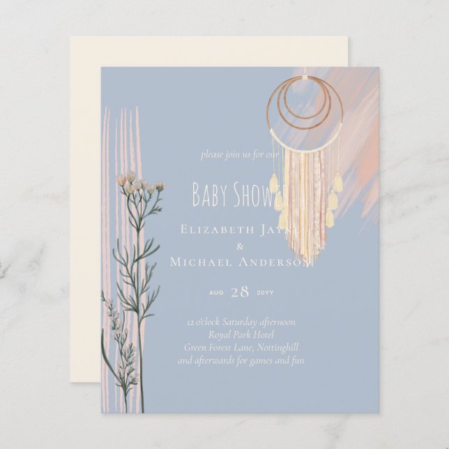 BOHO Wedding Dusty Blue Peach Dream Catcher (Voorkant / Achterkant)