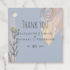 BOHO Wedding Dusty Blue Peach Dream Catcher Bedankjes Labels