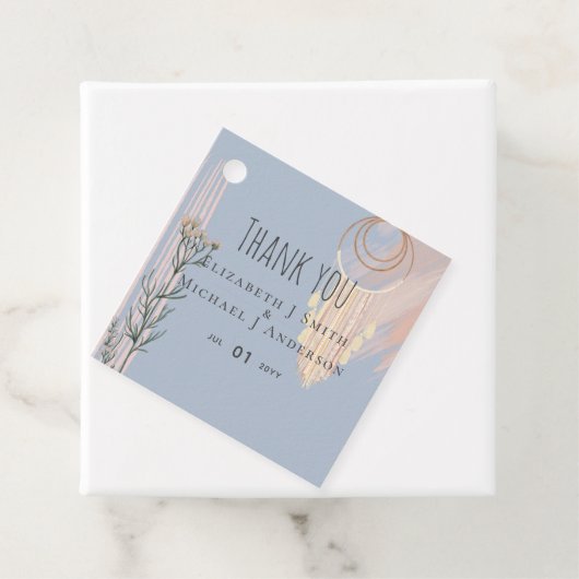BOHO Wedding Dusty Blue Peach Dream Catcher Bedankjes Labels (In situ)