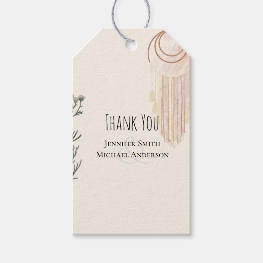 BOHO Wedding Dusty Blue Peach Dream Catcher Cadeaulabel (Voorkant)