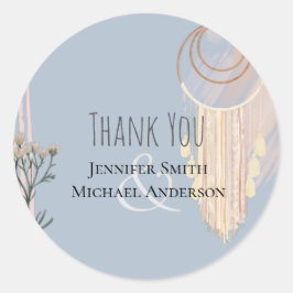 BOHO Wedding Dusty Blue Peach Dream Catcher Ronde Sticker