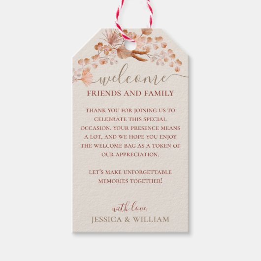 Boho Wedding Elegant Script for Guests Welcome Bag Cadeaulabel (Voorkant)