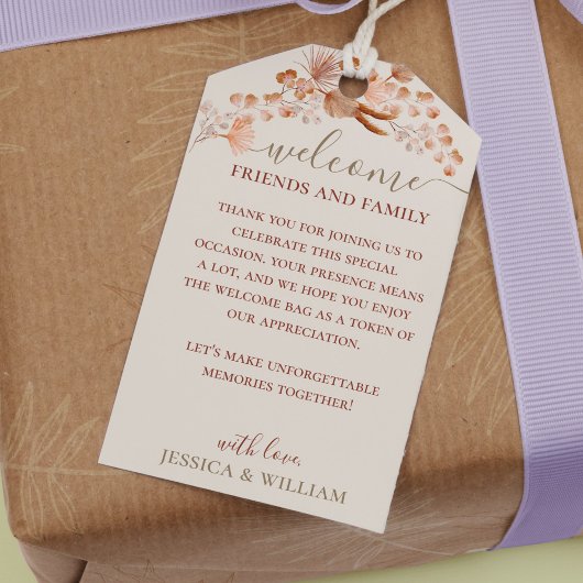 Boho Wedding Elegant Script for Guests Welcome Bag Cadeaulabel