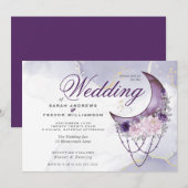 Boho Wedding Esoteric Amethyst Crescent Moon Kaart (Voorkant / Achterkant)