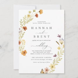Boho Wedding Floral Invitation Kaart