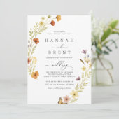 Boho Wedding Floral Invitation Kaart (Staand voorkant)