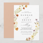 Boho Wedding Floral Invitation Kaart (Voorkant / Achterkant)