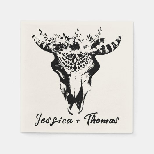 Boho Wedding gepersonaliseerde cocktail Servet (Voorkant)