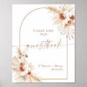 Boho Wedding Guestbook | Arch Pampas Grass Poster (Voorkant)