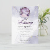 Boho Wedding Hemelse Volle Maan Amethist Kaart (Staand voorkant)