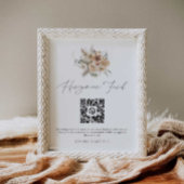 Boho Wedding Honeymoon Fund QR Code Sign. Poster