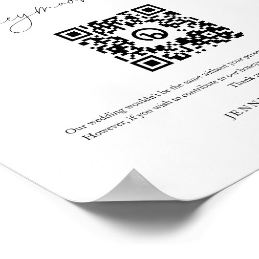 Boho Wedding Honeymoon Fund QR Code Sign. Poster (Hoek)