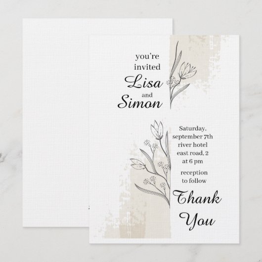 boho wedding invitation kaart (Voorkant / Achterkant)