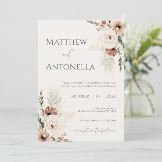 Boho Wedding Invitation Kaart (Staand voorkant)