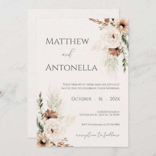 Boho Wedding Invitation Kaart (Voorkant / Achterkant)