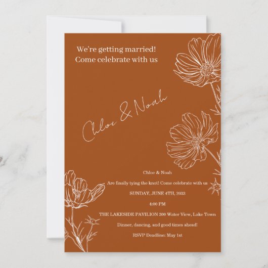 Boho Wedding Invitation  Kaart (Voorkant)
