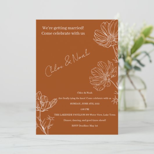Boho Wedding Invitation  Kaart (Staand voorkant)