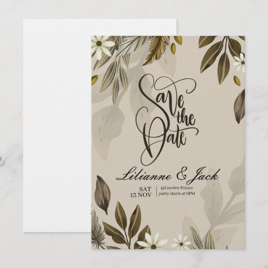 Boho Wedding Invitation Kaart (Voorkant / Achterkant)
