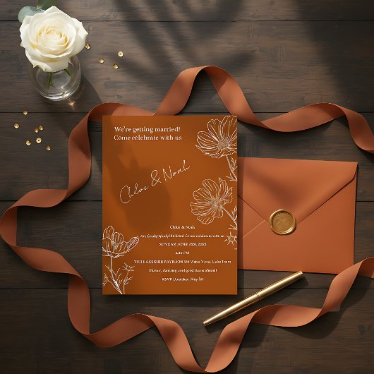 Boho Wedding Invitation  Kaart