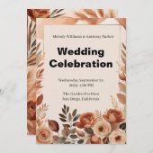 Boho Wedding Invitation | Terracotta Pampas Grass Kaart (Voorkant / Achterkant)