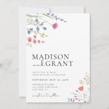 Boho Wedding Invitation, Wildflower Wedding Invite