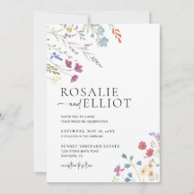 Boho Wedding Invitation, Wildflower Wedding Invite