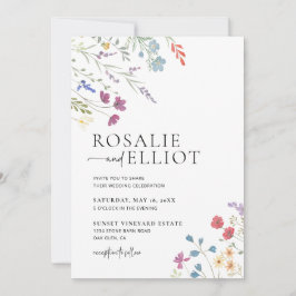 Boho Wedding Invitation, Wildflower Wedding Invite Kaart