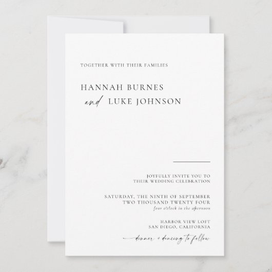 Boho Wedding Invite | Eenvoudige moderne minimalis Kaart (Voorkant)