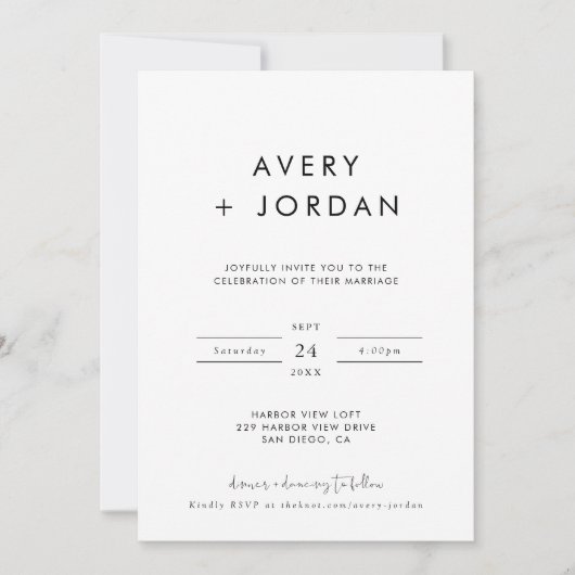 Boho Wedding Invite | Foto Modern minimalist Kaart (Voorkant)