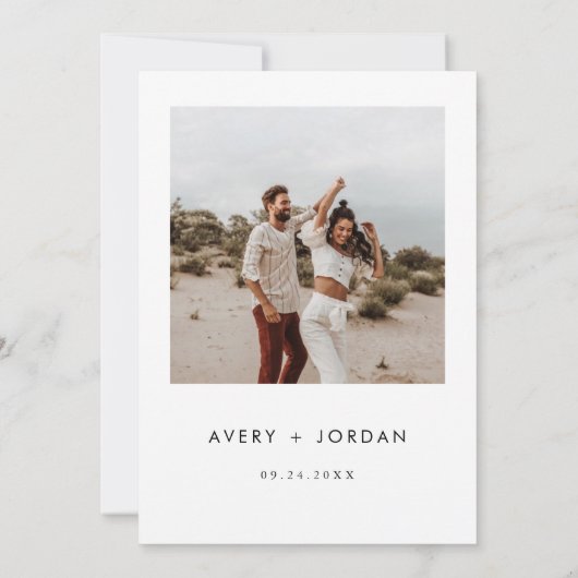 Boho Wedding Invite | Foto Modern minimalist Kaart (Achterkant)
