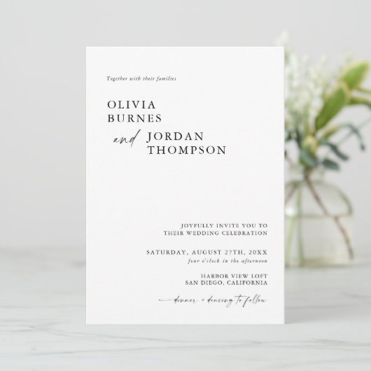 Boho Wedding Invite | Moderne minimalistische brui Kaart (Staand voorkant)