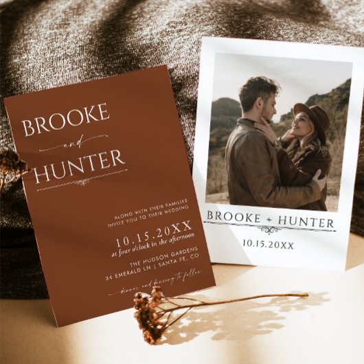 Boho Wedding Invite | Moderne minimalistische brui Kaart