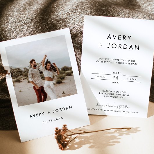 Boho Wedding Invite | Moderne minimalistische foto Kaart