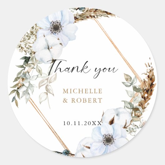 Boho Wedding Lijst Floral Fall Wedding Elegant Ronde Sticker (Voorkant)