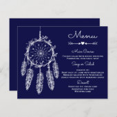 Boho Wedding Menu Navy Blue Dream Catcher (Voorkant / Achterkant)