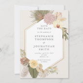 Boho Wedding Pampas Grass Orchid Save the Date Kaart (Voorkant)